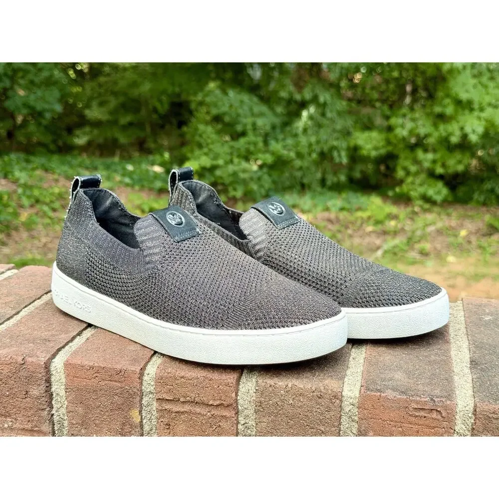 MICHAEL KORS Juno Knit Slip On Sneakers Black Bronze Metallic Women’s Size 7 M